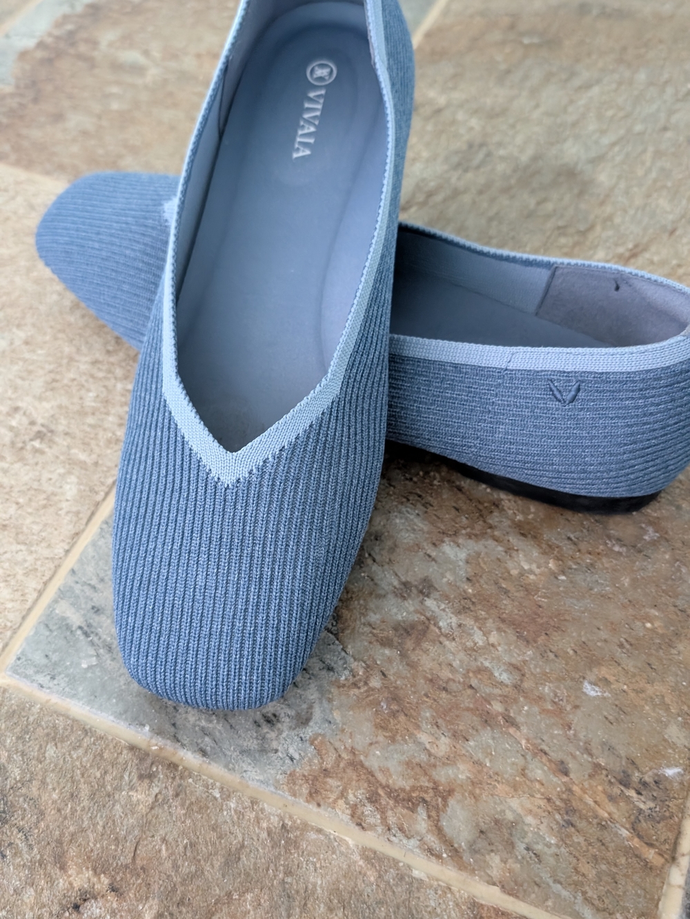 Vivaia Margot Women's Knit Ballet Flats in Dusty Blue 41.5